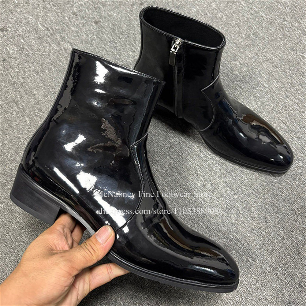 Glossy Patent Leather Round To - Men Shoes For Wedding recension och pris
