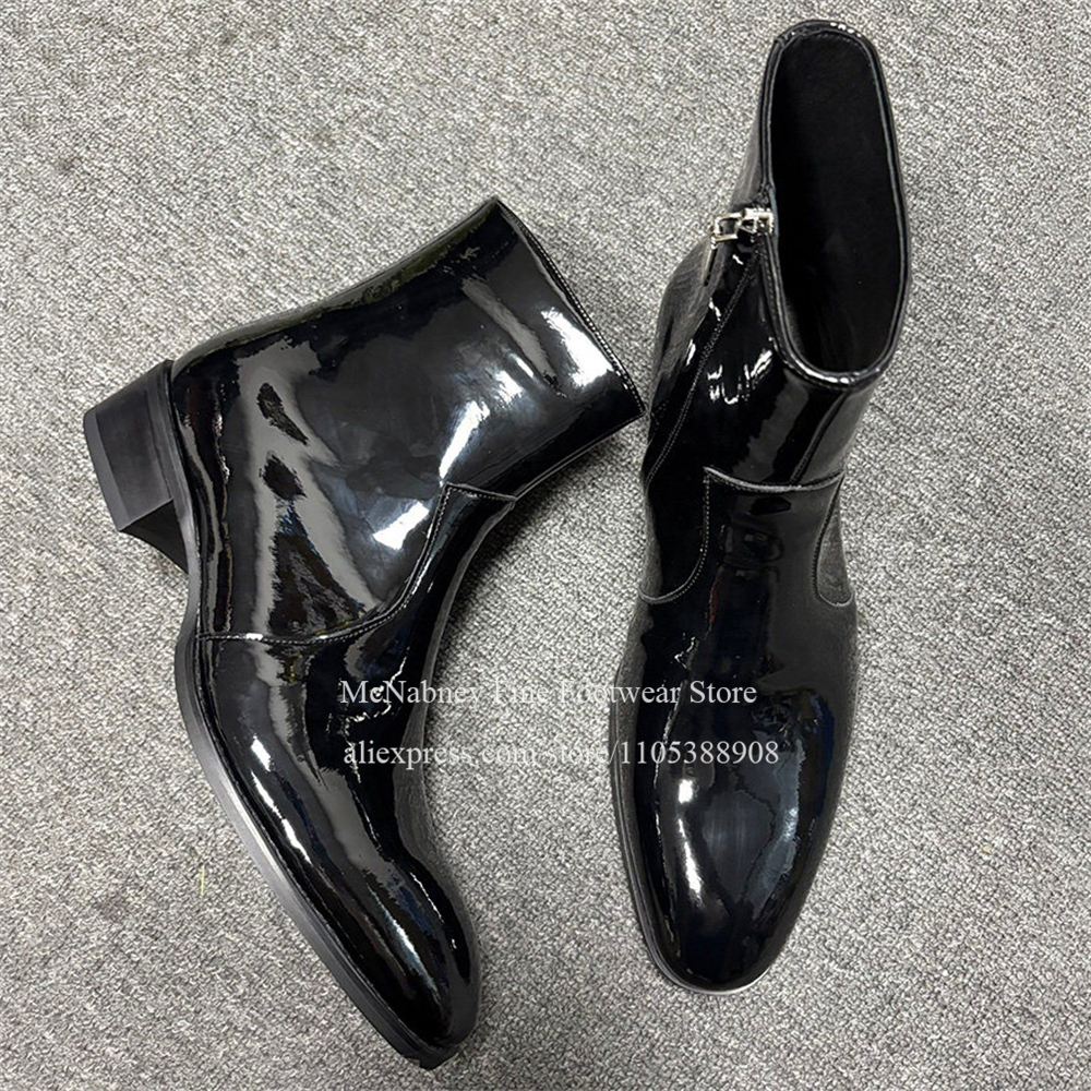 Glossy Patent Leather Round To - Men Shoes For Wedding recension och pris