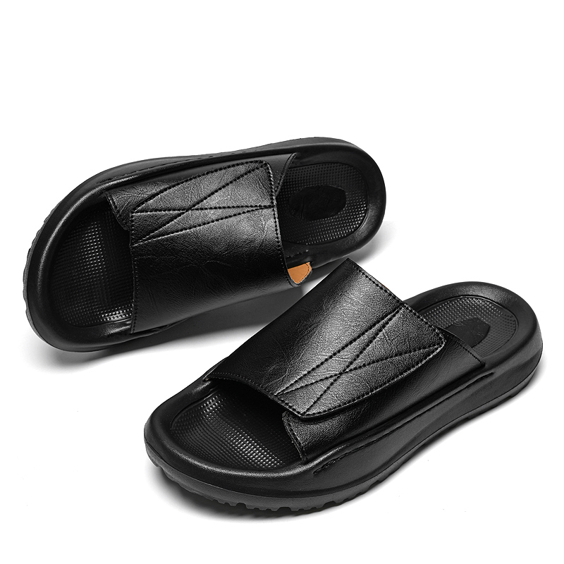 Men's Casual Leather Slippers  - Men Shoes Velcro recension och pris