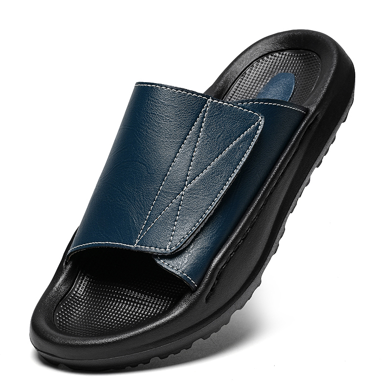 Easy-top Leather Slide Slipper - Men Shoes Velcro recension och pris