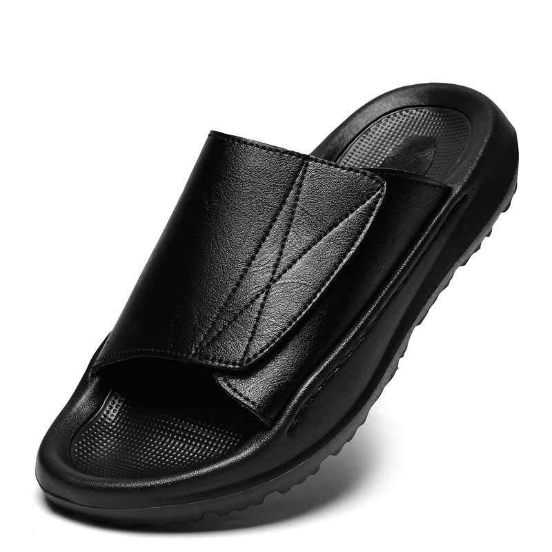 Easy-top Leather Slide Slipper - Men Shoes Velcro recension och pris