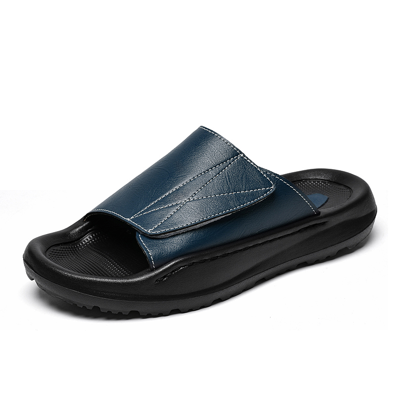 Easy-top Leather Slide Slipper - Men Shoes Velcro recension och pris