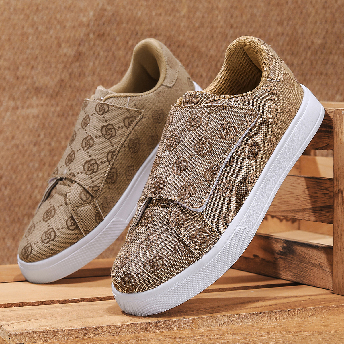 2026 New Men's Vintage Print V - Men Shoes Velcro recension och pris