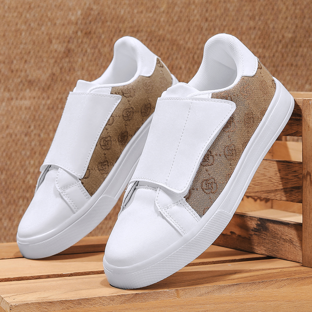 2026 New Men's Vintage Print V - Men Shoes Velcro recension och pris