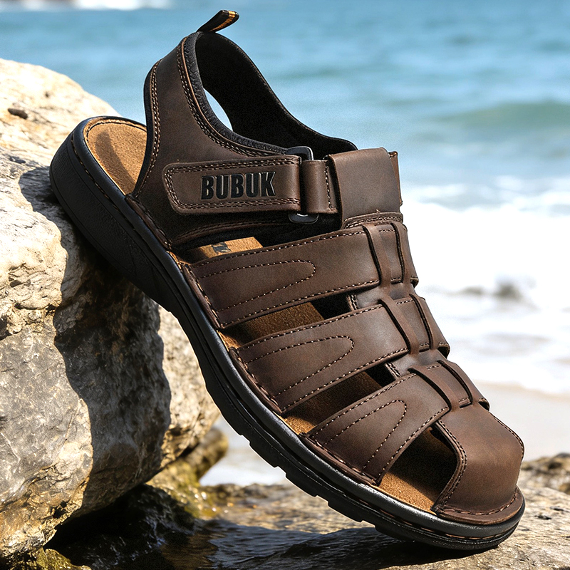 BUBUK Men's Leather Sports San - Men Shoes Velcro recension och pris